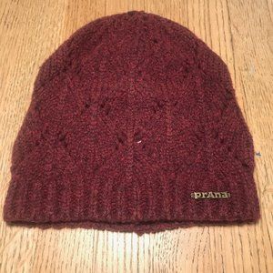 Prana Woman's Beanie Knit Burgundy Hat